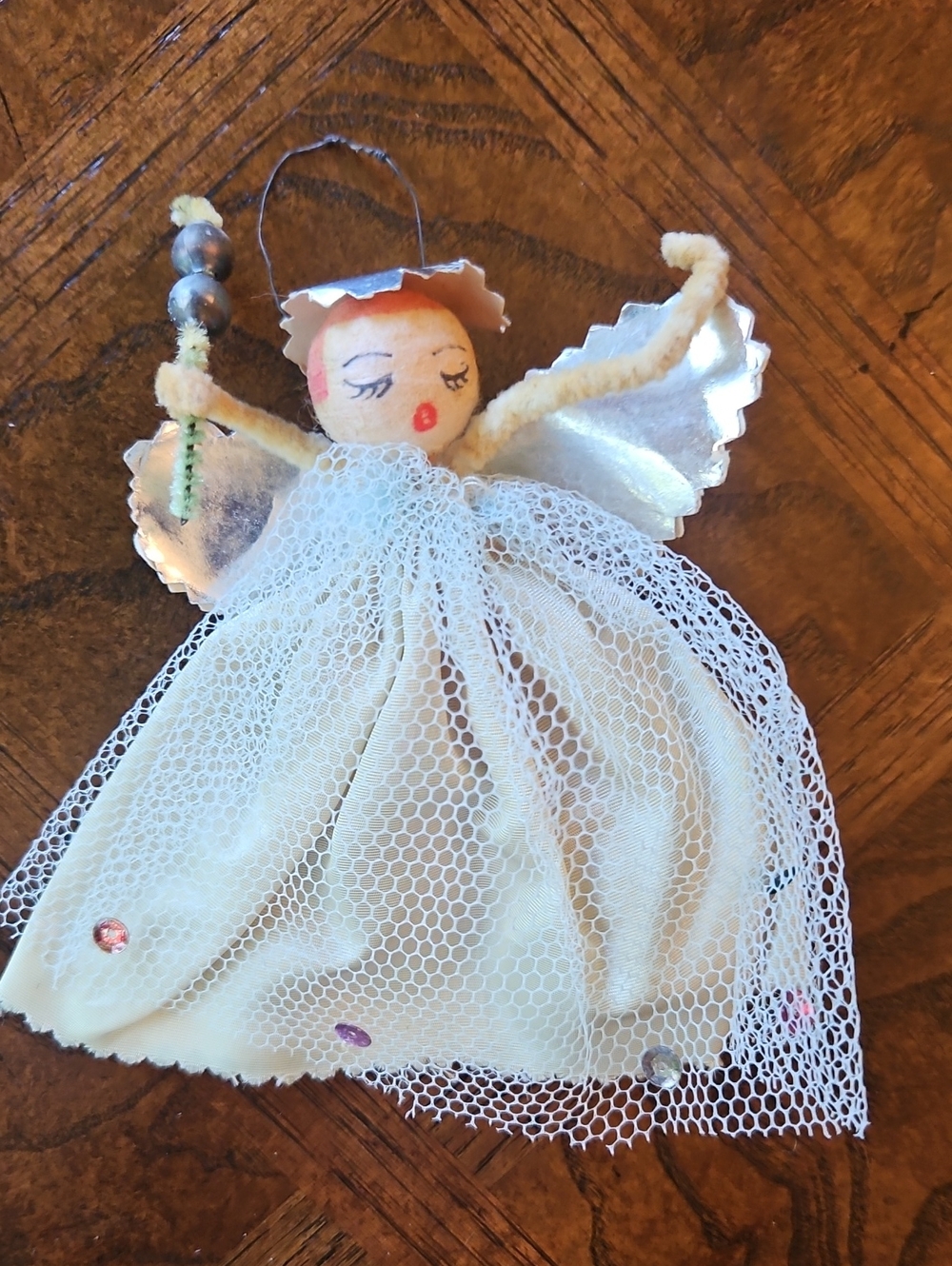 Handmade Vintage White Angel Ornament - Unbranded